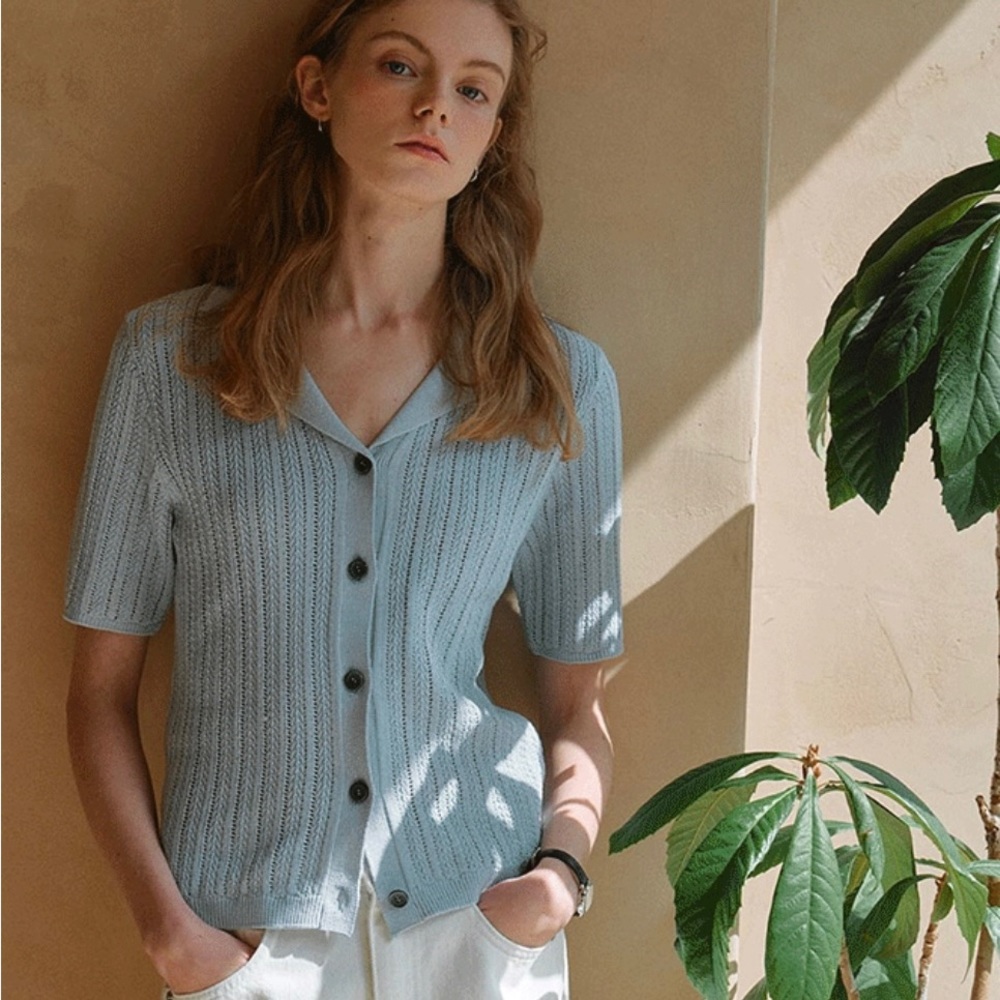 Knit Cardigan in Sky Blue